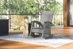 Suncast Storage Dove Gray Plastic Frame Rocking Chair with Solid Seat