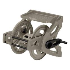Suncast Hose Handler Wall-Mounted Reel Light Taupe - Holds 175 ft of 58-in Hose Resin with Slide Trak Guide and Accessory Tray.