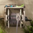 Suncast Hose Handler Wall-Mounted Reel Light Taupe - Holds 175 ft of 58-in Hose Resin with Slide Trak Guide and Accessory Tray.