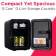 Frigidaire Retro 10L Mini Personal Refrigerator, 15-Can Capacity Mini Fridge for Beverages and Skincare, Black Stainless Steel