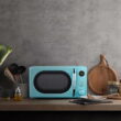Galanz 0.7 Cu ft Retro Countertop Microwave Oven, 700 Watts, Blue, New