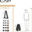 CAP Rubber Coated Hex Dumbbell Set with Storage Rack | 100–210 lb Options, Space-Saving Vertical Compact Storage for Home Gym Strength Training