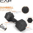 CAP Rubber Coated Hex Dumbbell Set with Storage Rack | 100–210 lb Options, Space-Saving Vertical Compact Storage for Home Gym Strength Training