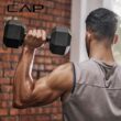 CAP Rubber Coated Hex Dumbbell Set with Storage Rack | 100–210 lb Options, Space-Saving Vertical Compact Storage for Home Gym Strength Training