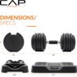 CAP Adjustabell G6 Round Adjustable Dumbbell, Black Handle CAP ADJUSTABELL Adjustable Dumbbell Weights - Singles & Pairs | 12.5 lb, 25 lb & 55 lb | Multiple Handle Options