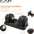 CAP Adjustabell G6 Round Adjustable Dumbbell, Black Handle CAP ADJUSTABELL Adjustable Dumbbell Weights - Singles & Pairs | 12.5 lb, 25 lb & 55 lb | Multiple Handle Options