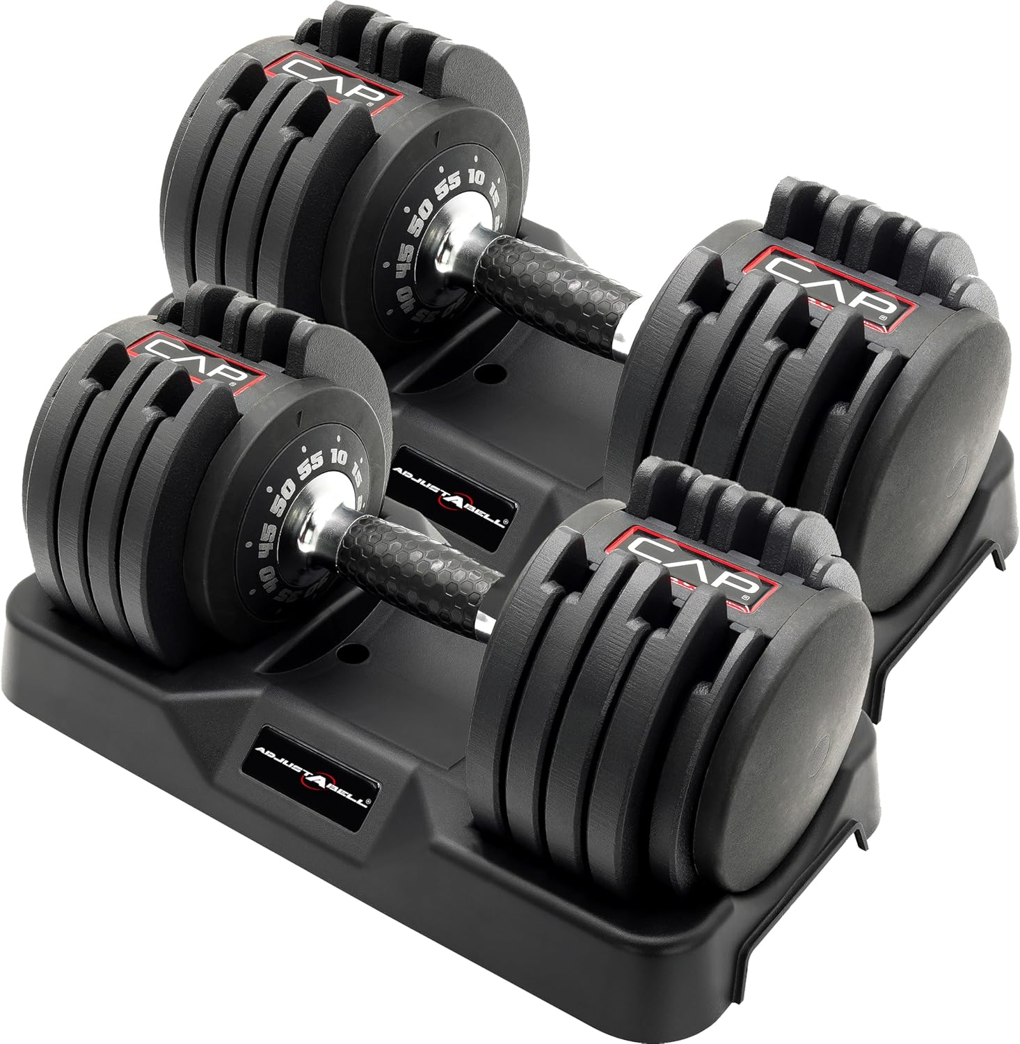 CAP Adjustabell G6 Round Adjustable Dumbbell, Black Handle CAP ADJUSTABELL Adjustable Dumbbell Weights - Singles & Pairs | 12.5 lb, 25 lb & 55 lb | Multiple Handle Options