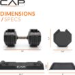 CAP ADJUSTABELL Adjustable Dumbbell Weights - Singles & Pairs | 12.5 lb, 25 lb & 55 lb | Multiple Handle Options