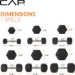 CAP Rubber Coated Hex Dumbbell Set with Storage Rack | 100–210 lb Options, Space-Saving Vertical Compact Storage for Home Gym Strength Training