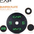 CAP 2-inch Olympic Bumper Plate Weight Set | 160 lbs | Multiple Colors | Storage Rack Optional CAP 2-inch Olympic Bumper Plate Weight Set | 100-370 lbs | Multiple Colors | Storage Rack Optional
