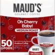 Maud's Cherry Flavored Coffee Pods, 50ct, Medium Roast Flavored Coffee in Single Serve Pods – 100% Arabica Beans, Compatible with Keurig K Cups Maker