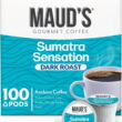 Maud's Sumatra Coffee Pods, 100 ct, Dark Roast Coffee in Single Serve Pods – 100% Arabica Coffee, Compatible with Keurig K Cups Maker