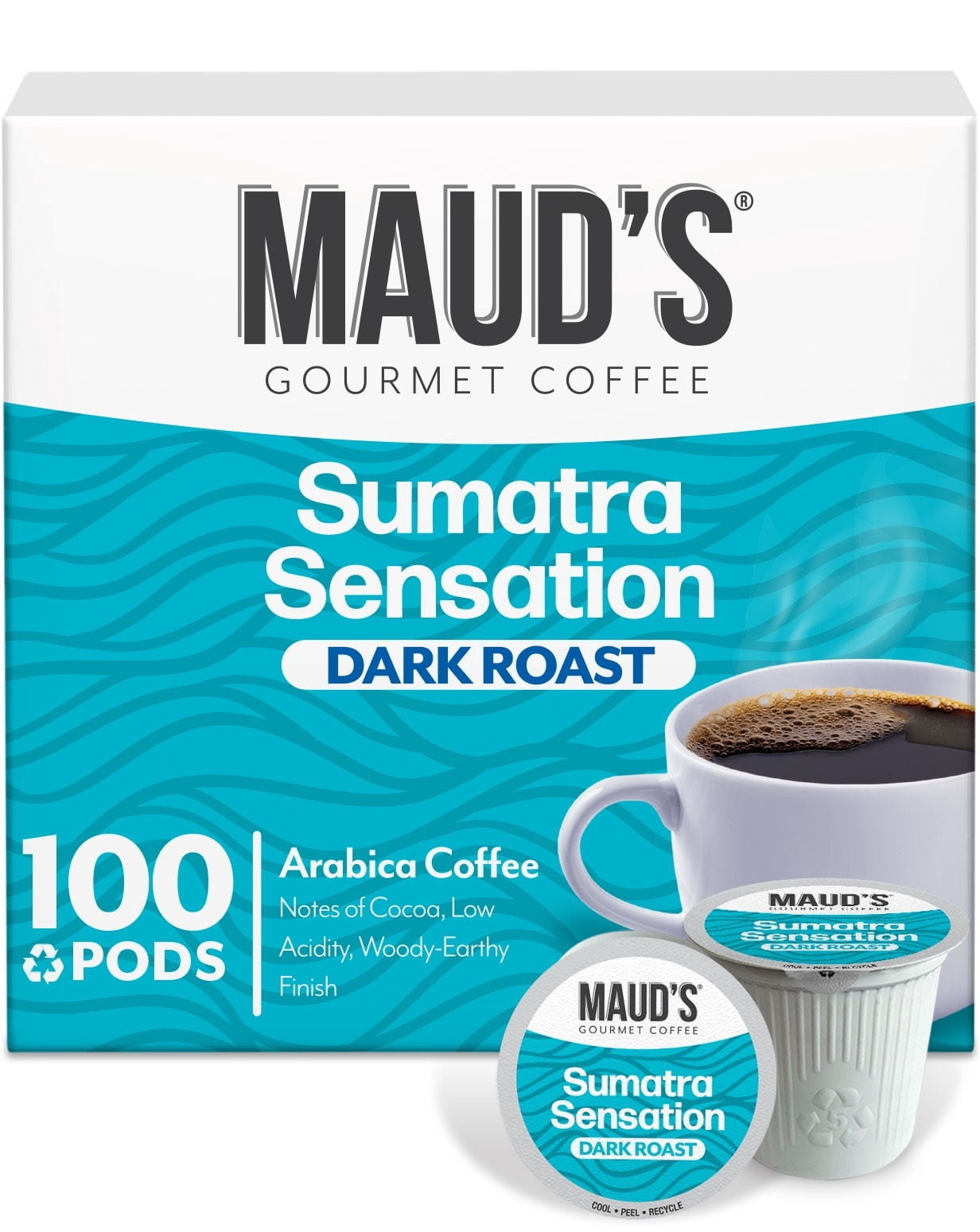 Maud's Sumatra Coffee Pods, 100 ct, Dark Roast Coffee in Single Serve Pods – 100% Arabica Coffee, Compatible with Keurig K Cups Maker Maud's Sumatra Coffee Pods, 100 ct, Dark Roast Coffee in Single Serve Pods – 100% Arabica Coffee, Compatible with Keurig K Cups Maker