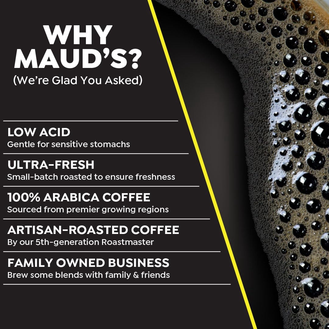 Maud's World's Strongest Decaf Coffee Pods, 100 ct, Decaffeinated Dark Roast Coffee in Single Serve Pods – 100% Arabica Beans, Compatible with Keurig K Cups Maker Maud's World's Strongest Decaf Coffee Pods, 100 ct, Decaffeinated Dark Roast Coffee in Single Serve Pods – 100% Arabica Beans, Compatible with Keurig K Cups Maker