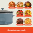 bella 6 Qt Digital Programmable Slow Cooker with Ceramic Nonstick Coating, Adjustable Temperature & Cooking Time, Dishwasher Safe Pot & Tempered Glass Lid, Surf