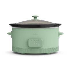 bella 6 Qt Digital Programmable Slow Cooker with Ceramic Nonstick Coating, Adjustable Temperature & Cooking Time, Dishwasher Safe Pot & Tempered Glass Lid, Seaglass
