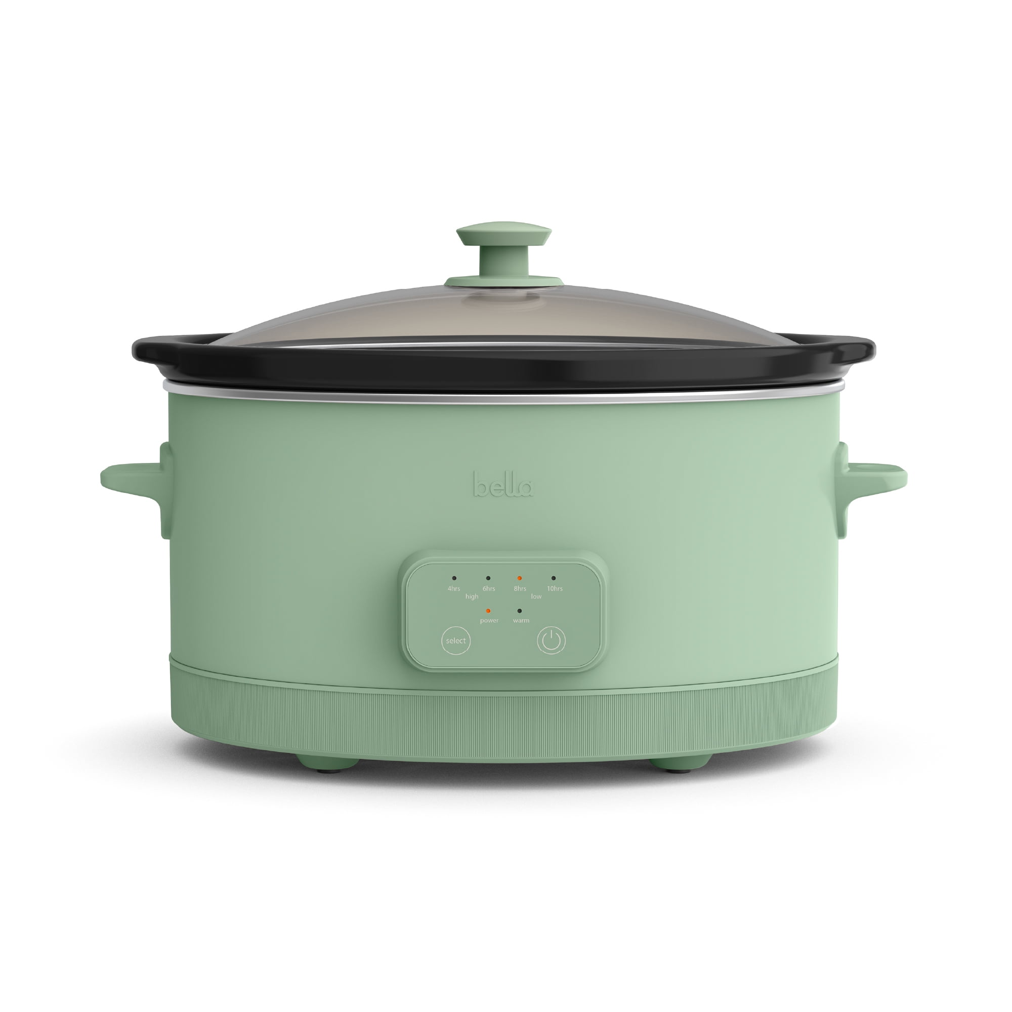 bella 6 Qt Digital Programmable Slow Cooker with Ceramic Nonstick Coating, Adjustable Temperature & Cooking Time, Dishwasher Safe Pot & Tempered Glass Lid, Seaglass
