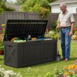 Patiowell 120-Gallon Black Plastic Deck Box
