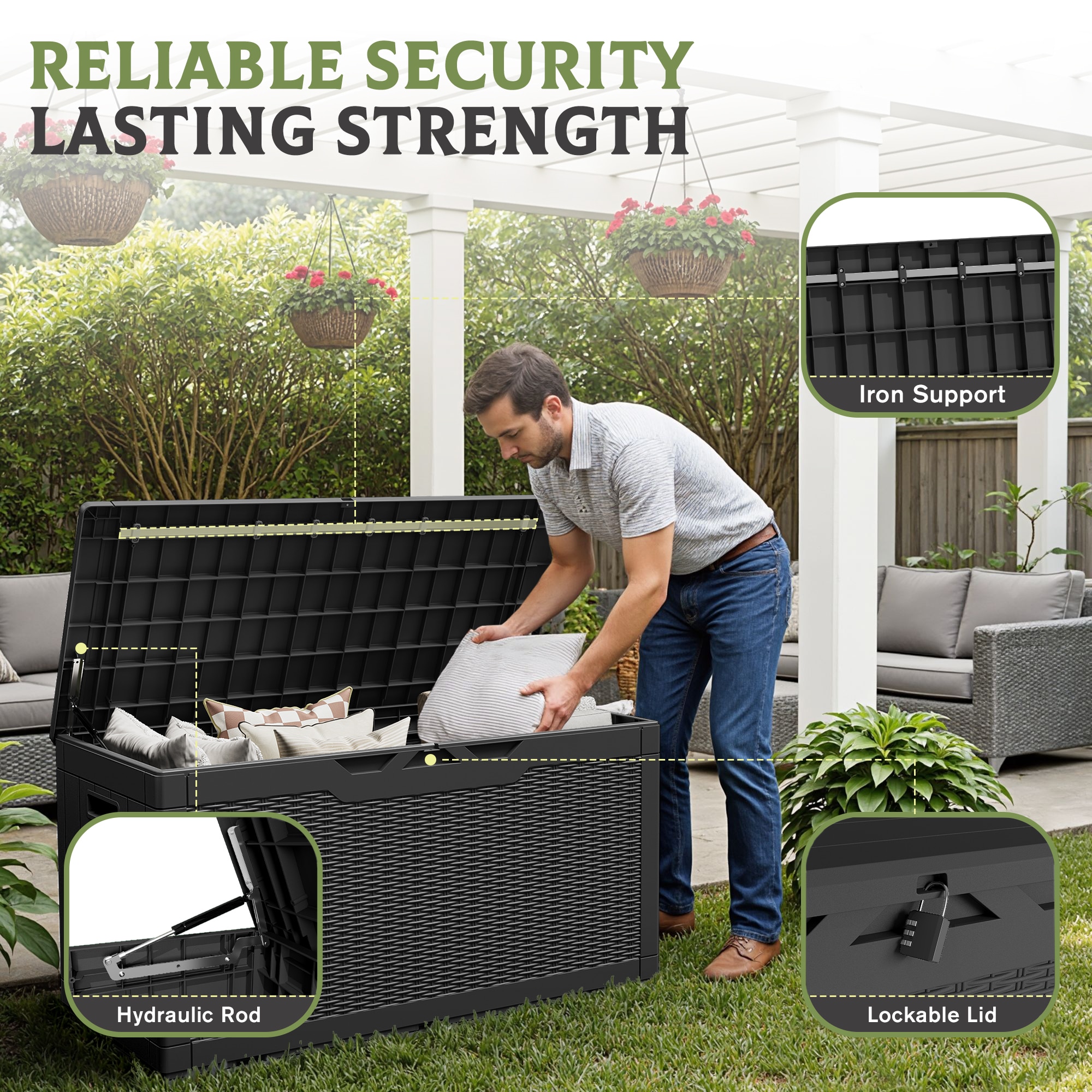Patiowell 105-Gallon Black Plastic Deck Box Patiowell 105-Gallon Black Plastic Deck Box