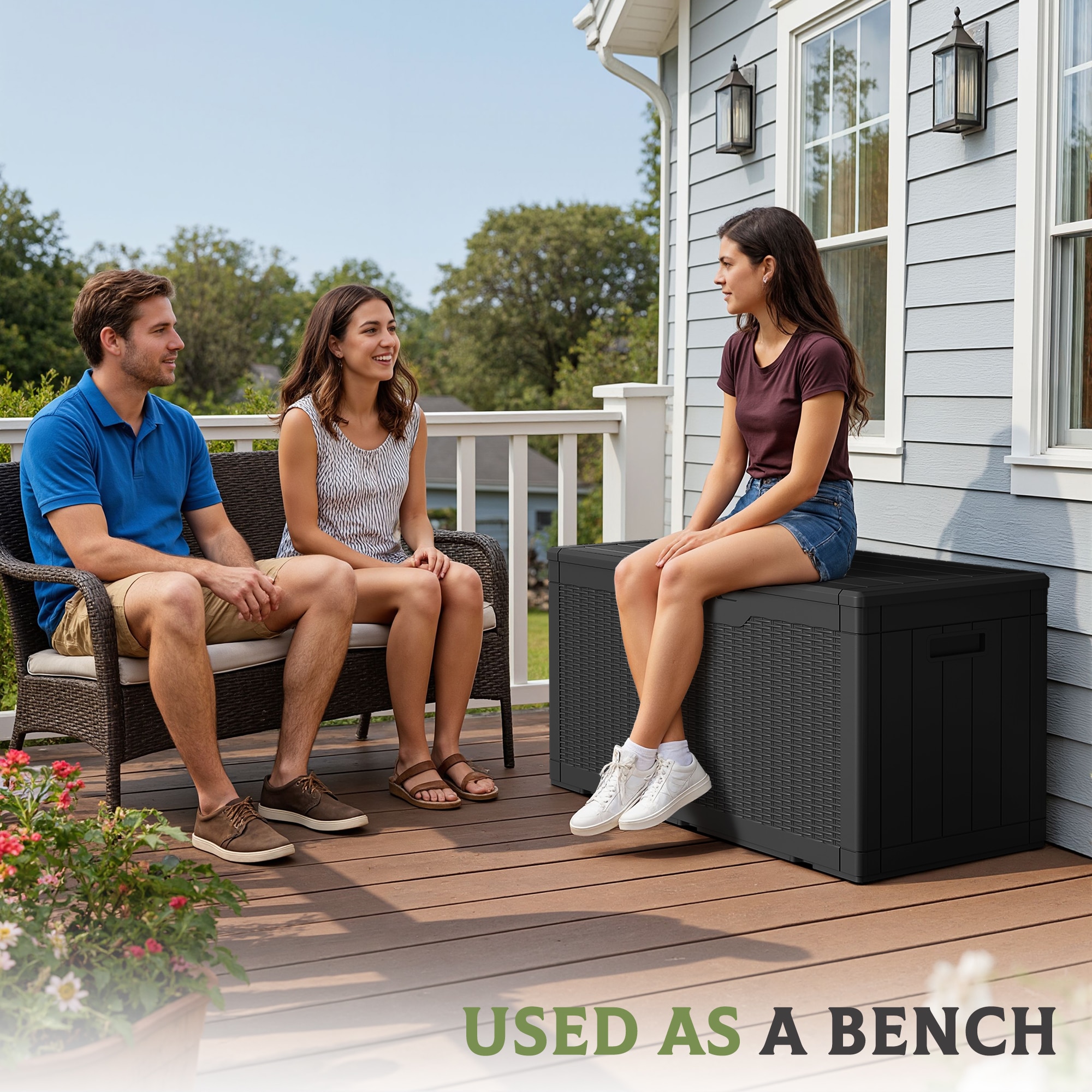 Patiowell 105-Gallon Black Plastic Deck Box Patiowell 105-Gallon Black Plastic Deck Box