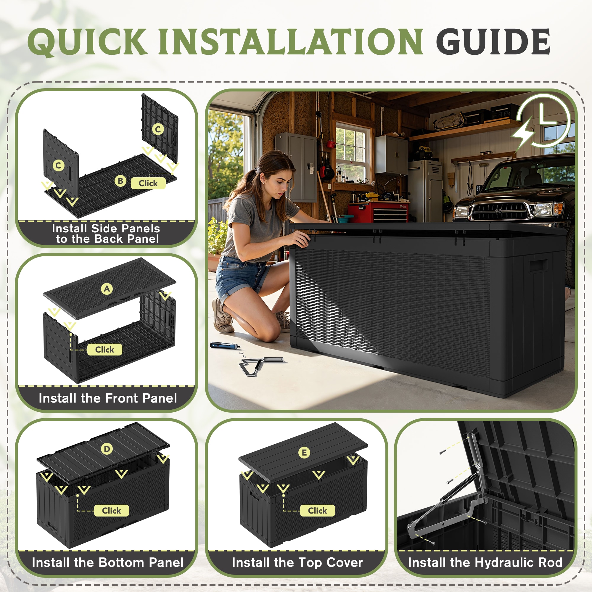 Patiowell 105-Gallon Black Plastic Deck Box Patiowell 105-Gallon Black Plastic Deck Box