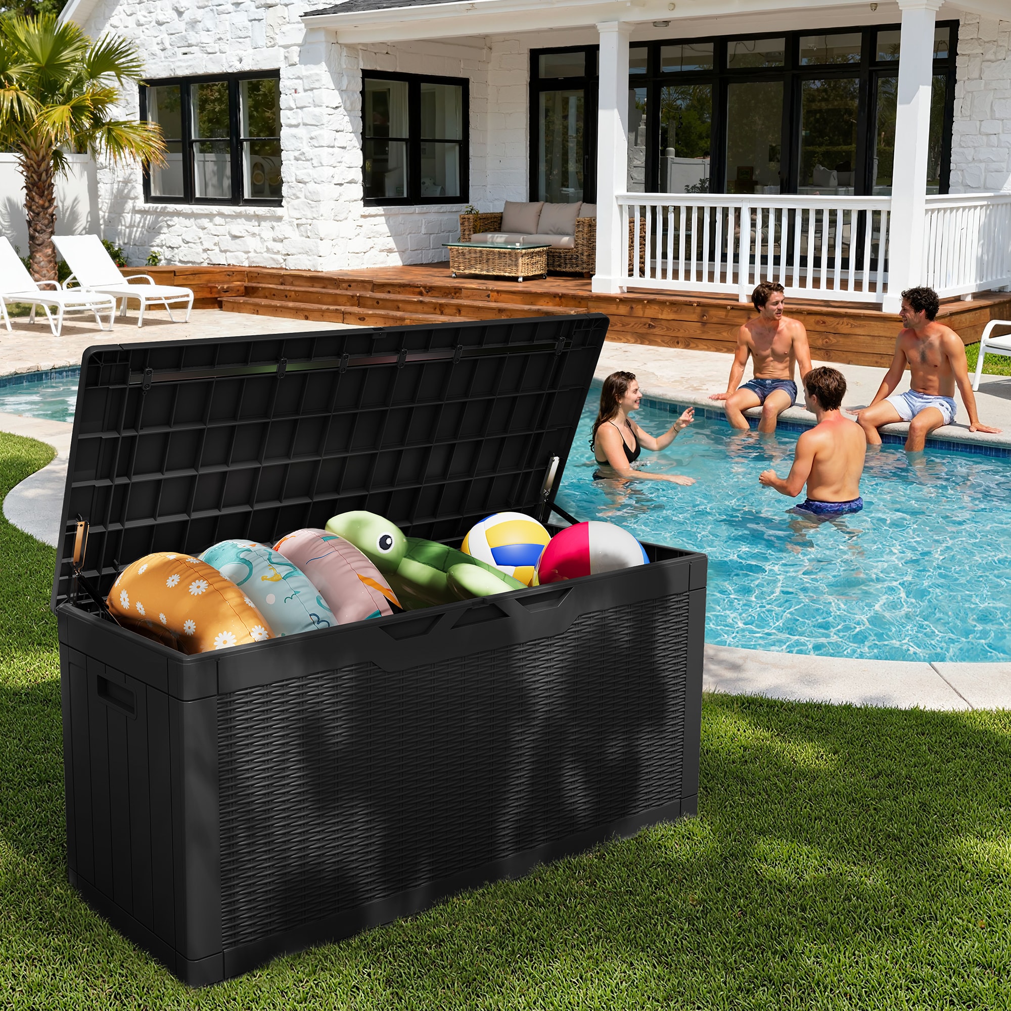 Patiowell 105-Gallon Black Plastic Deck Box Patiowell 105-Gallon Black Plastic Deck Box