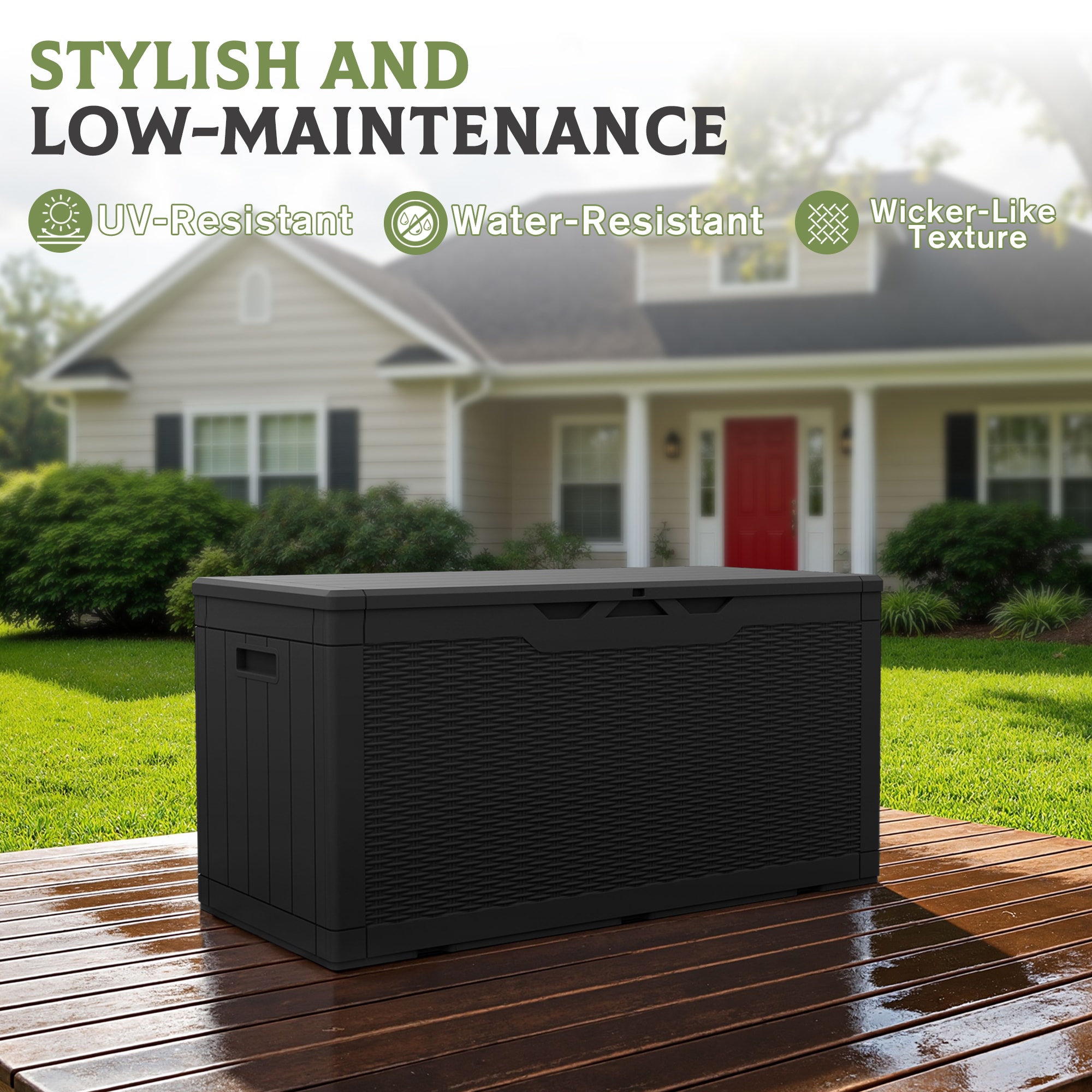 Patiowell 105-Gallon Black Plastic Deck Box Patiowell 105-Gallon Black Plastic Deck Box