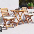 Costway 3-Piece Folding Bistro Set with Removable Seat Cushions Outdoor Table and Chairs