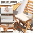 Costway 3-Piece Folding Bistro Set with Removable Seat Cushions Outdoor Table and Chairs