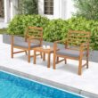 Costway 3 PCS Outdoor Furniture Set Acacia Wood Conversation Set with Soft Seat Cushions Grey