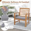 Costway 3 PCS Outdoor Furniture Set Acacia Wood Conversation Set with Soft Seat Cushions Grey