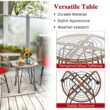 Costway 3PCS Patio Rattan Bistro Set Coffee Table Armchair Garden Red Cushion