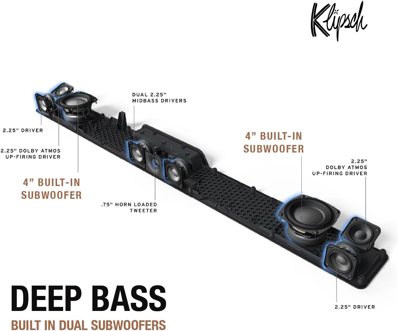Klipsch Flexus CORE 200 3.1.2 Channel Powered by Onkyo Bluetooth Sound Bar with Dolby Atmos and Custom Tuned Bass - Black, 44" W Klipsch Flexus CORE 200 3.1.2 Channel Powered by Onkyo Bluetooth Sound Bar with Dolby Atmos and Custom Tuned Bass - Black, 44" W