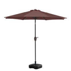 Westin Furniture 9-ft Steel Brown Push-button Tilt Garden Patio Umbrella with Base