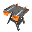 WORX Pegasus Work Table Saw Horse with Storage Bins 25-in W x 32-in H Black, Orange Plastic Portable Work Bench