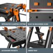 WORX Pegasus Work Table Saw Horse with Storage Bins 25-in W x 32-in H Black, Orange Plastic Portable Work Bench