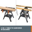 WORX Pegasus Work Table Saw Horse with Storage Bins 25-in W x 32-in H Black, Orange Plastic Portable Work Bench