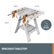 WORX Pegasus Work Table Saw Horse with Storage Bins 25-in W x 32-in H Black, Orange Plastic Portable Work Bench