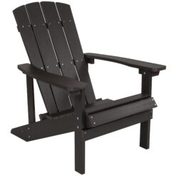 Taylor & Logan Charlestown Slate Gray Resin Frame Stationary Adirondack Chair with Solid Seat