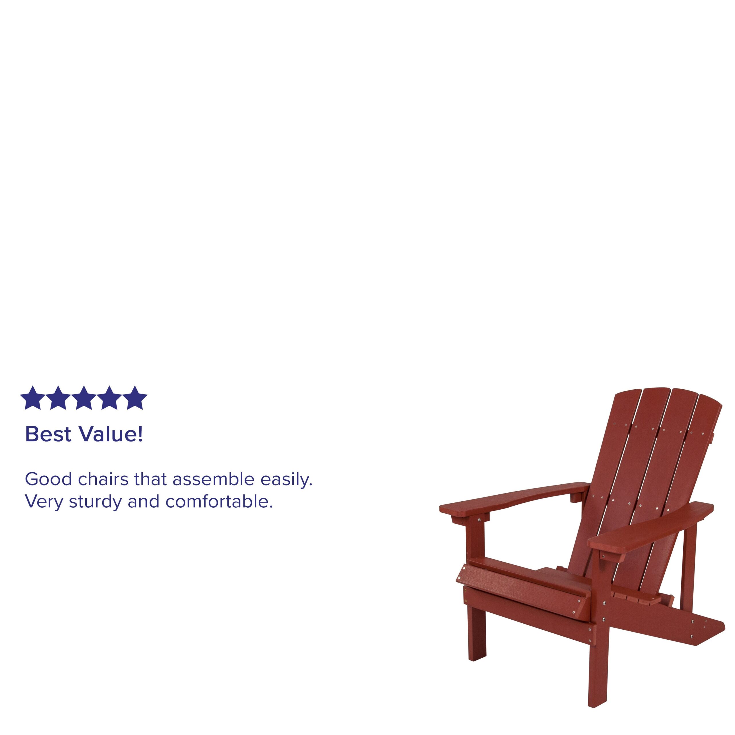 Taylor & Logan Charlestown Red Resin Frame Stationary Adirondack Chair with Solid Seat Taylor & Logan Charlestown Red Resin Frame Stationary Adirondack Chair with Solid Seat