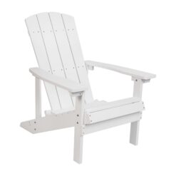 Taylor & Logan Charlestown White Resin Frame Stationary Adirondack Chair with Solid Seat