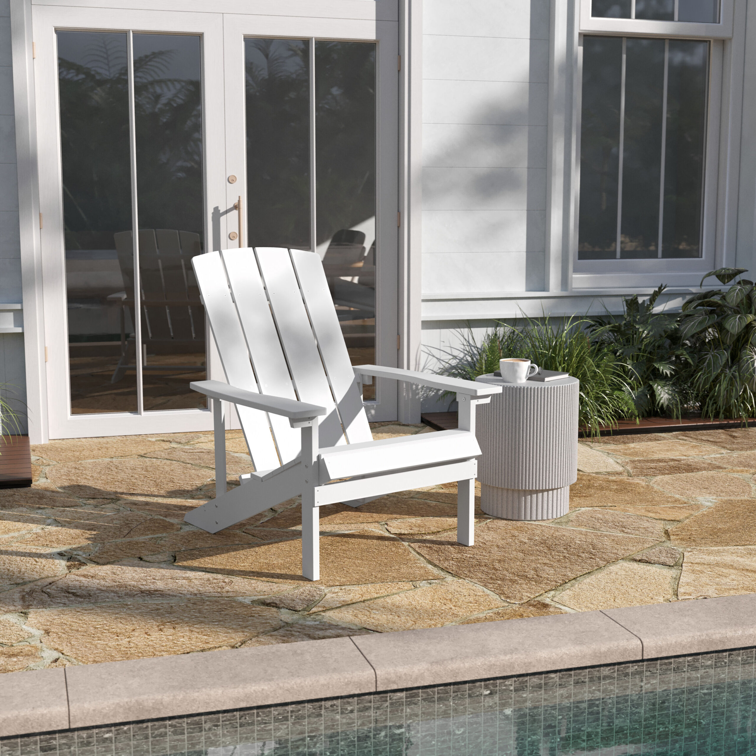 Taylor & Logan Charlestown White Resin Frame Stationary Adirondack Chair with Solid Seat Taylor & Logan Charlestown White Resin Frame Stationary Adirondack Chair with Solid Seat