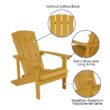 Taylor & Logan Charlestown Yellow Resin Frame Stationary Adirondack Chair with Solid Seat