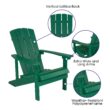 Taylor & Logan Charlestown Green Resin Frame Stationary Adirondack Chair with Solid Seat