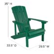 Taylor & Logan Charlestown Green Resin Frame Stationary Adirondack Chair with Solid Seat