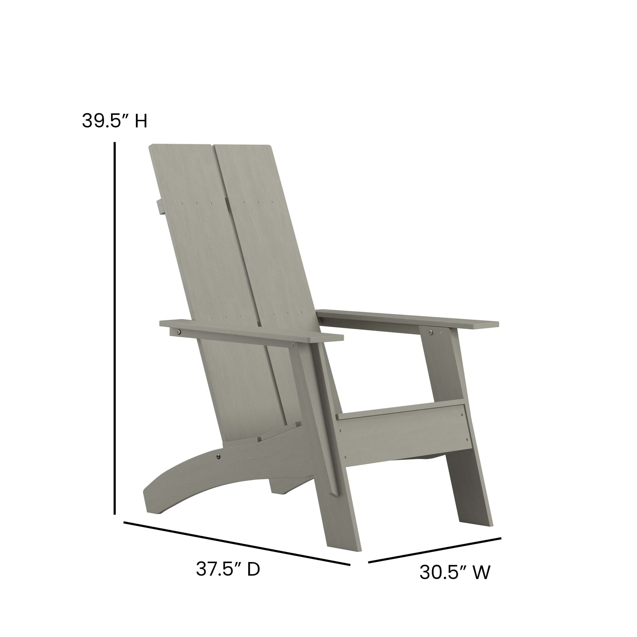 Taylor & Logan Brady Gray Resin Frame Stationary Adirondack Chair with Solid Seat Taylor & Logan Brady Gray Resin Frame Stationary Adirondack Chair with Solid Seat