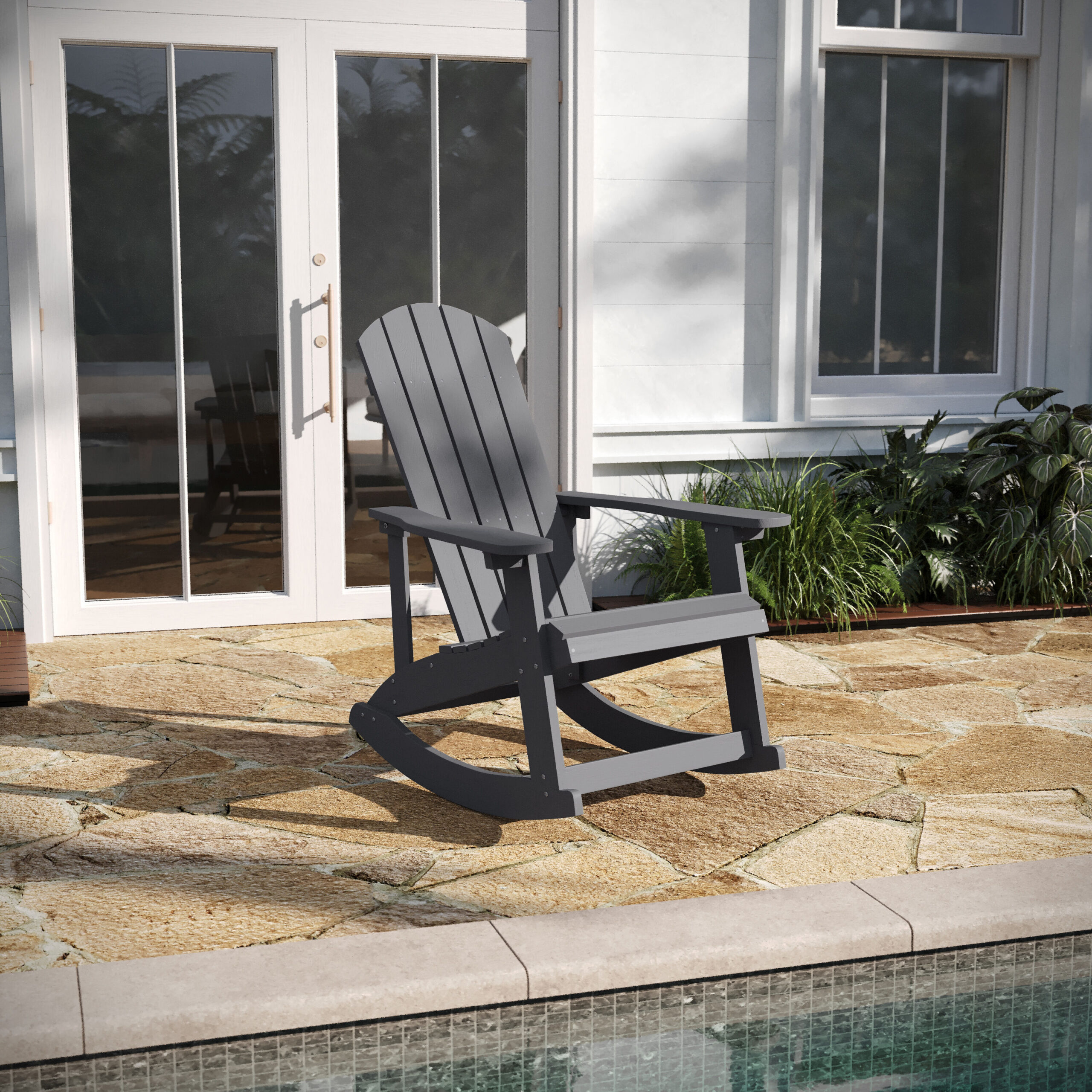 Taylor & Logan Savannah Light Gray Resin Frame Rocking Chair with Solid Seat Taylor & Logan Savannah Light Gray Resin Frame Rocking Chair with Solid Seat