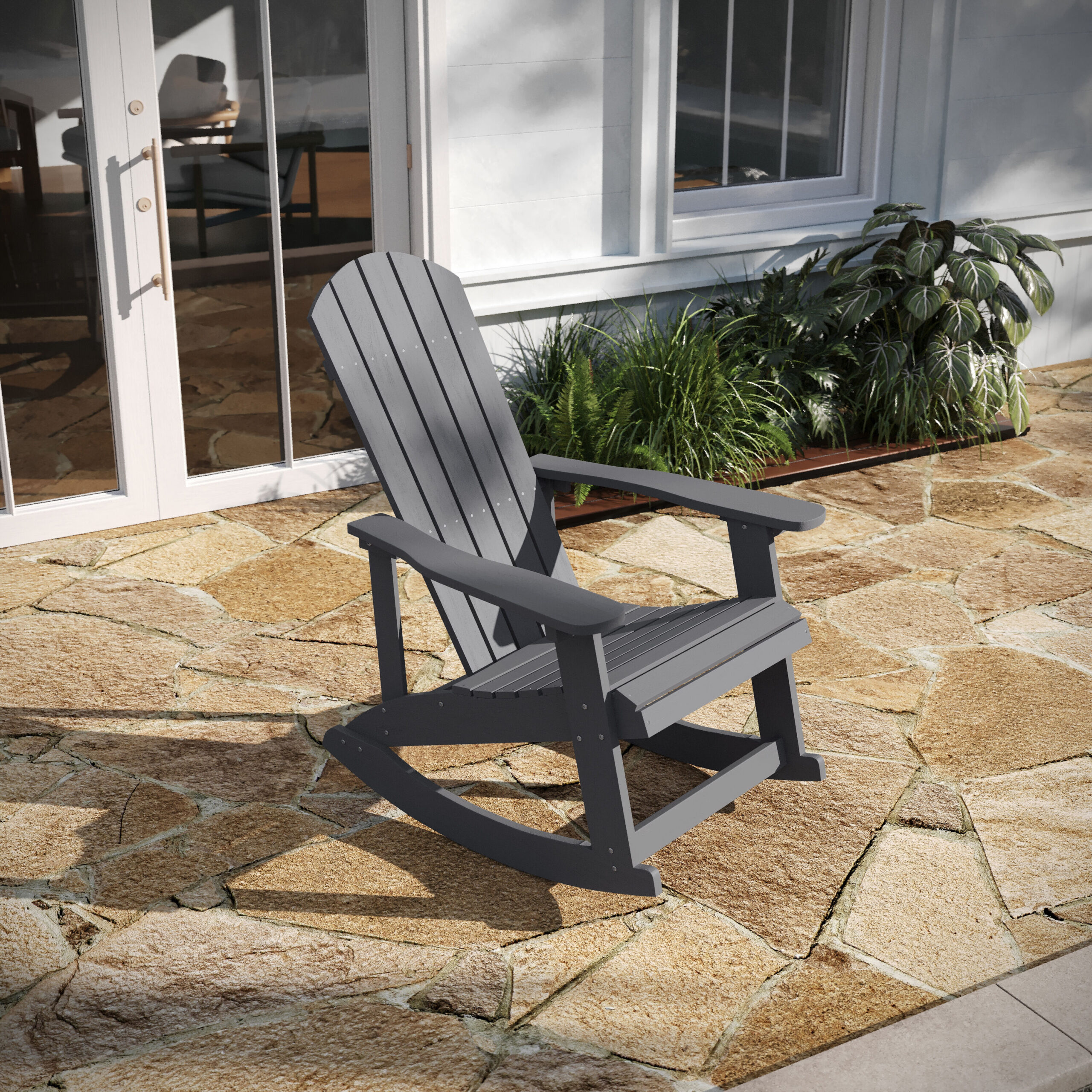 Taylor & Logan Savannah Light Gray Resin Frame Rocking Chair with Solid Seat Taylor & Logan Savannah Light Gray Resin Frame Rocking Chair with Solid Seat