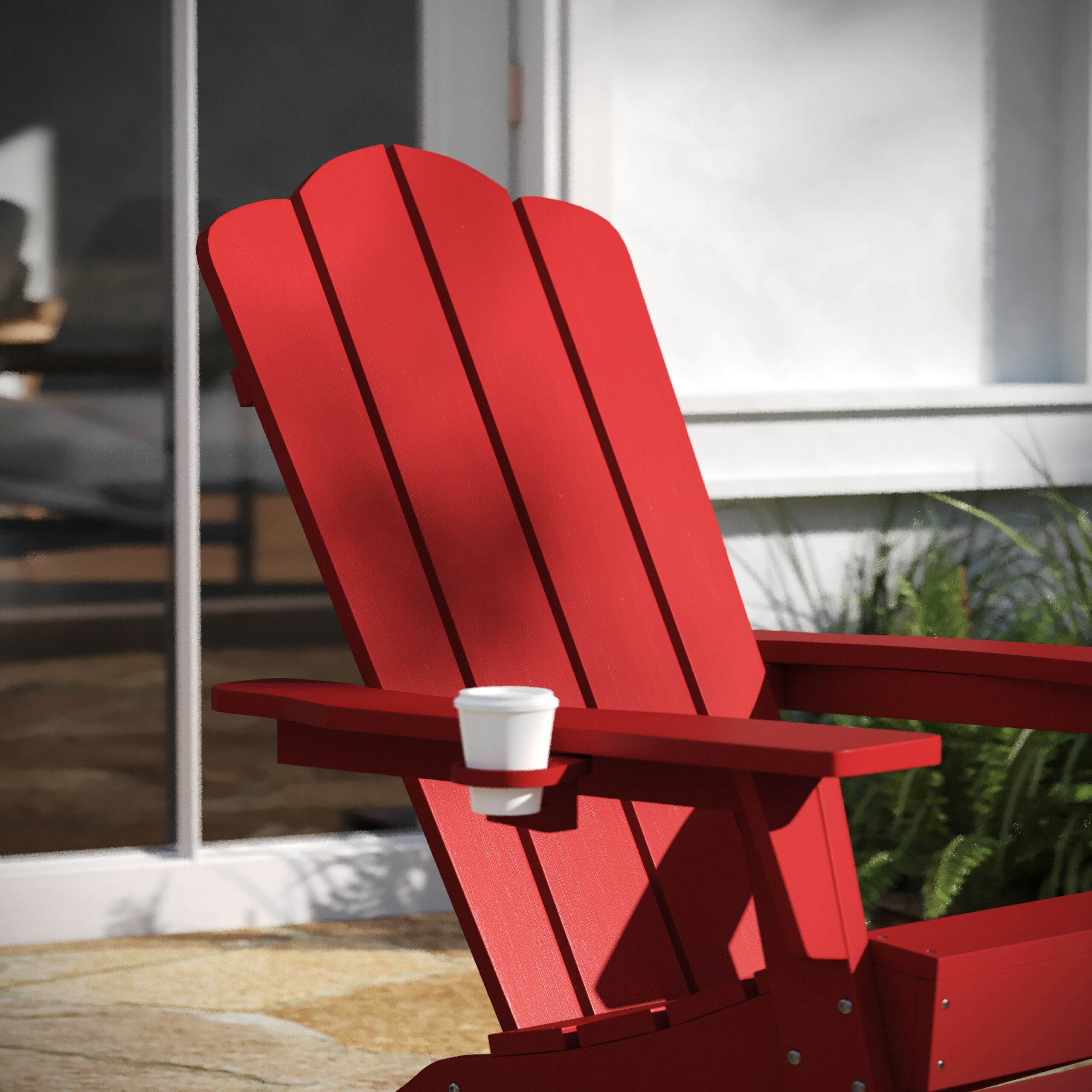 Taylor & Logan Nellis Red Plastic Frame Stationary Adirondack Chair with Solid Seat Taylor & Logan Nellis Red Plastic Frame Stationary Adirondack Chair with Solid Seat
