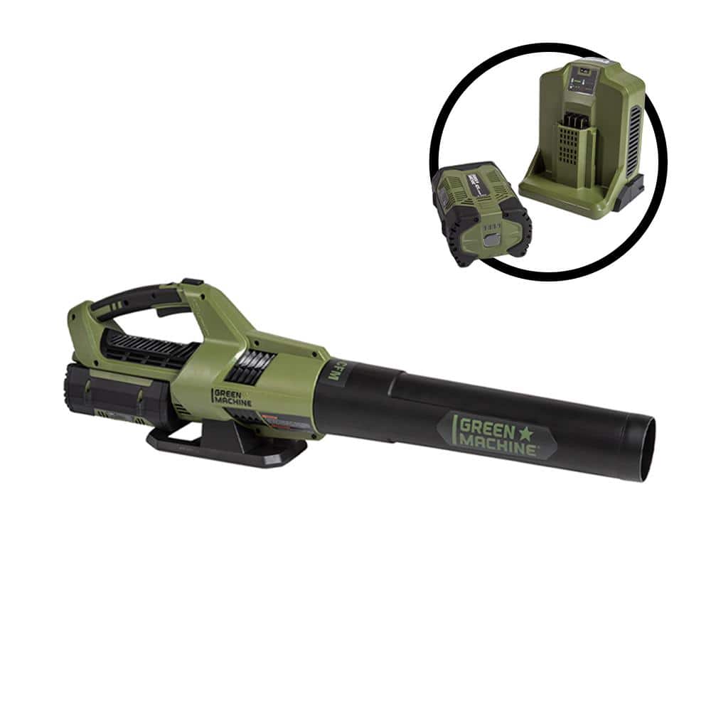 Green Machine 62-Volt 113-MPH 600-CFM Battery Lithium-Ion Brushless Cordless Handheld Leaf Blower GMLB6202